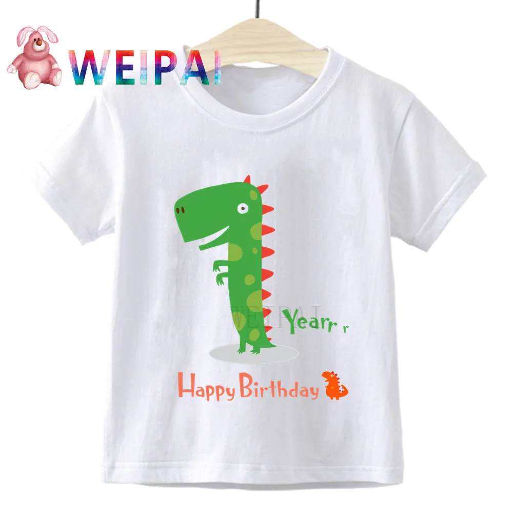 

Boys Little Dino Number Cartoon T Shirt Children Happy Birthday Dinosaur Present T-shirt Boy&Girl Gift Kid Tshirt