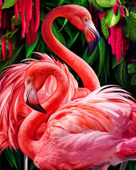 

DIY Painting By Numbers Flamingo Animals Picture HandPainted Oil Painting Gift Paint For Adults Children 40X50CM