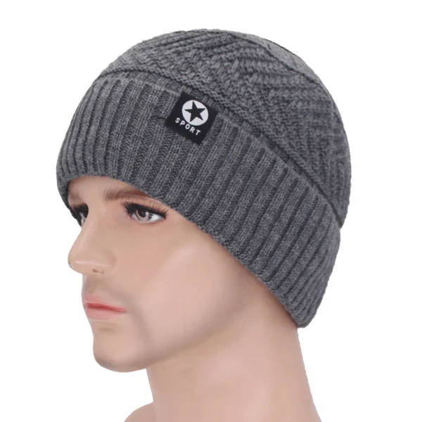 gray hat Skullies Beanies, женская зимняя шапка, мужские зимние шапки для мужчин, шапка s, шапочка с шарфом, толстая меховая Мужская зимняя шапка, женская вязаная шапка - Цвет: gray hat