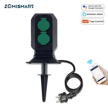 

Zemismart WIFI Outdoor Power Socket Waterproof Tuya Smart Life APP Timer Control Alexa Google Enable