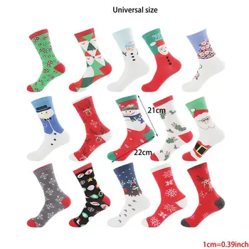 

15 pair Warm Sweat and Deodorant Old Man Elk Snowman Cotton Women's Socks In The Tube New Year Christmas Festive Red Sock