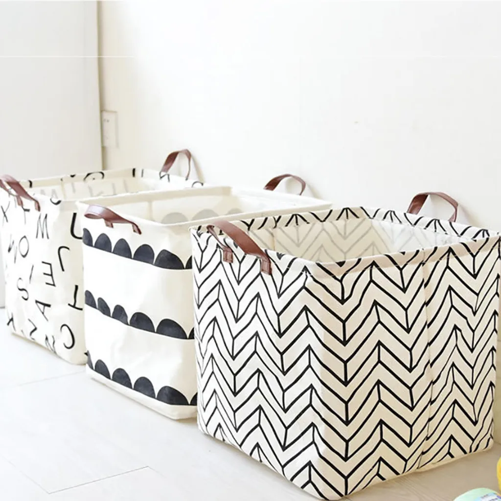 

2PC Square Folding Laundry Basket For Kids Toy Storage Basket Sundries Books Toys Organizer Storage Box Clothes Storage Bag #Y5