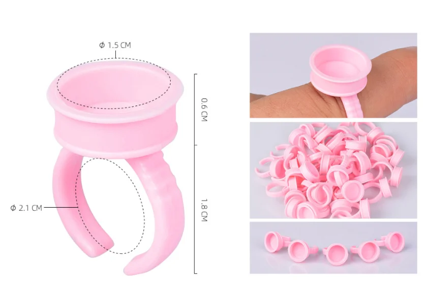 100Pcs Disposable Caps Microblading Pink Ring Tattoo Ink Cup For Women Men Tattoo Needle Supplies Accessorie Makeup Tattoo Tools