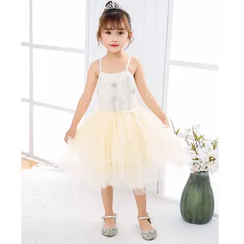 

Retail 3267 Diamond Sequins Embroidery Tutu Princess Baby Girl Dress Summer Party Wedding Kid Dress For Girl Chlidren Clothes