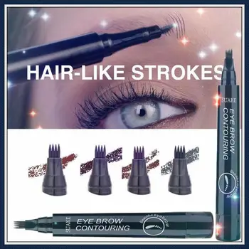 

2X Natural Microblading Eyebrow Tattoo Pen 4 Fork Tips Fine Sketch Waterproof Long Lasting Liquid Eyebrow Pencil Cosmetics New