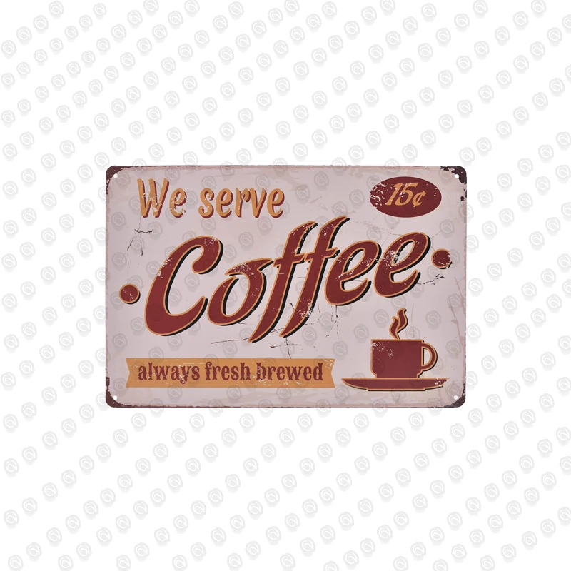 Coffee Wall Sticker Plates Cafe Barber Shop Tavern Restaurant Home Decor Tin sign Retro Painting