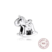 Подходит для браслета Pandora Argent Charm 925 пробы серебро Бруно Единорог качающаяся Лошадь Подвески бусины для изготовления ювелирных изделий kralen