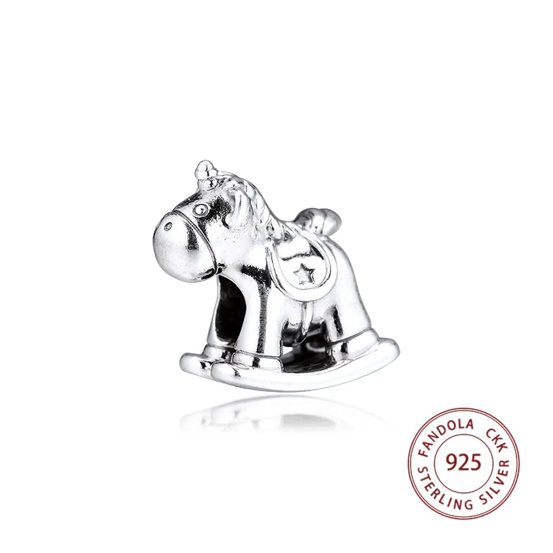 

Fits Pandora Bracelet Argent Charm 925 Sterling Silver Bruno the Unicorn Rocking Horse Charms Beads for Jewelry Making kralen