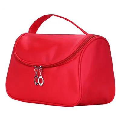 Women Cosmetic Bag Nylon Waterproof Makeup Organizer Bag Large Capacity Portable Makeup Bag Multifunctional Storage - Цвет: Red