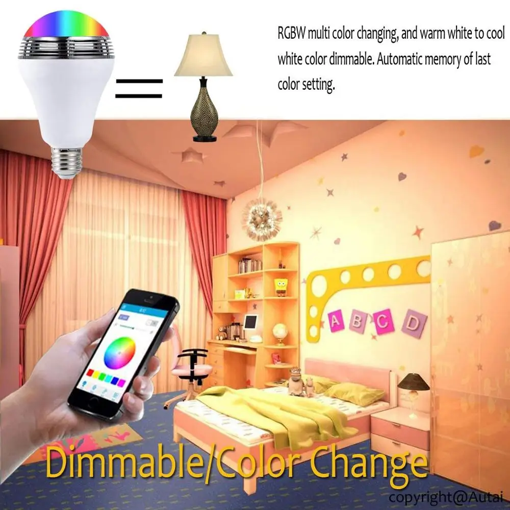[DBF]Bluetooth умная светодиодная акустическая лампа IOS Android смартфон 1 приложение