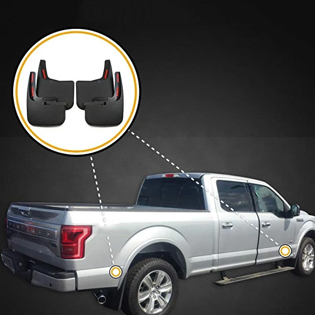 4 шт черные Брызговики передние и задние брызговики набор для-19 Ford F-150 Fender