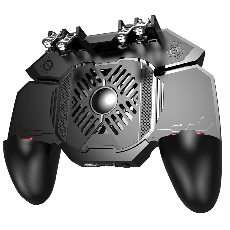  New PUBG Gamepad Grip With Portable Charger Cooling Fan For PUBG Mobile Controller Six Finger L1R1 