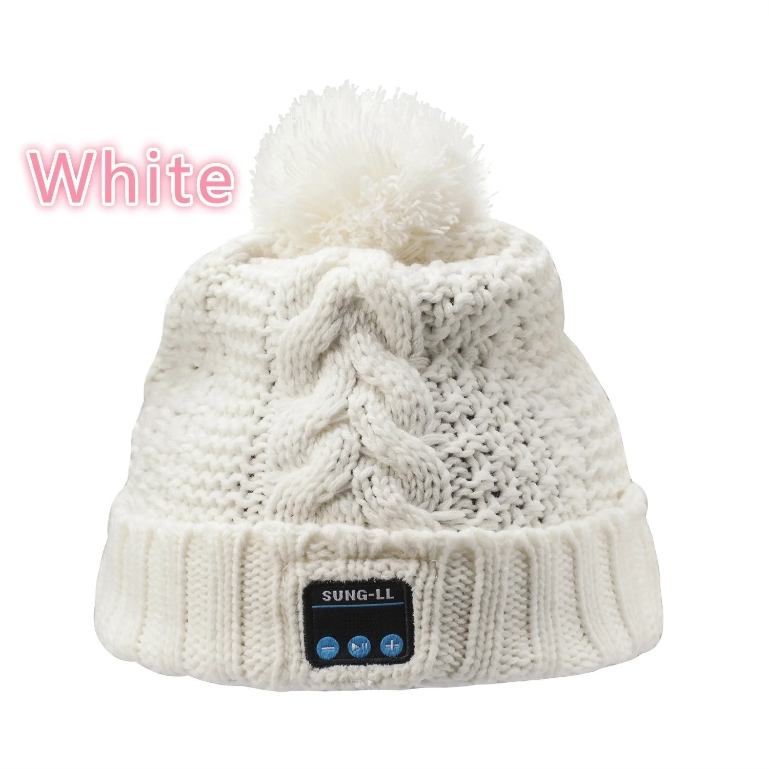 White Беспроводная Smart Beanie гарнитура музыкальные трикотажные наушники Динамик шапка колпачок для наушников Встроенный микрофон - Цвет: White