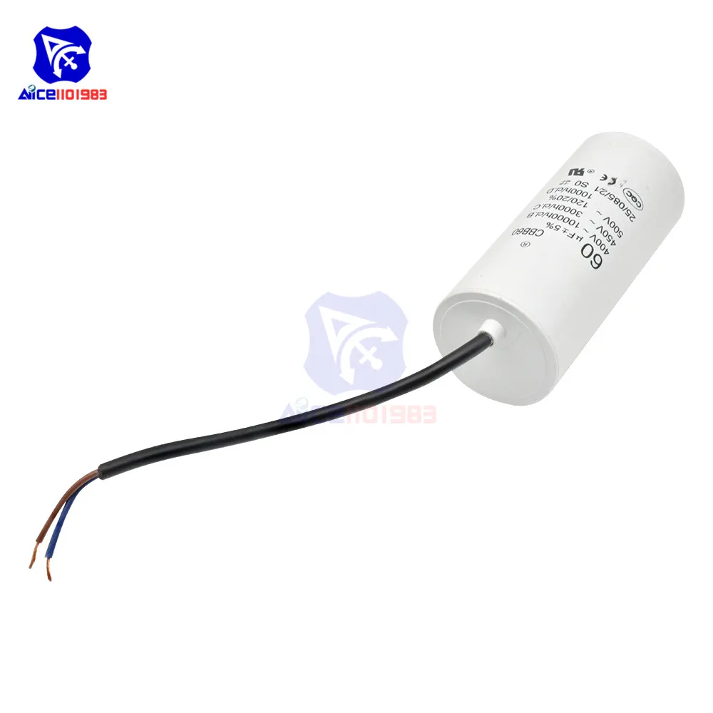 Diymore CB660 конденсатор из полипропиленовой пленки 400-500 В переменного тока, 50/60Hz 60μF ± 5% постоянной ёмкости, универсальный конденсатор с печатной платой с провод для моторный насос Генератор