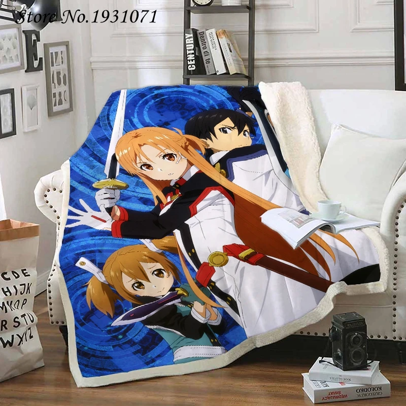 NEW Sword Art Online 3D Printed Fleece Blanket for Beds Thick Quilt