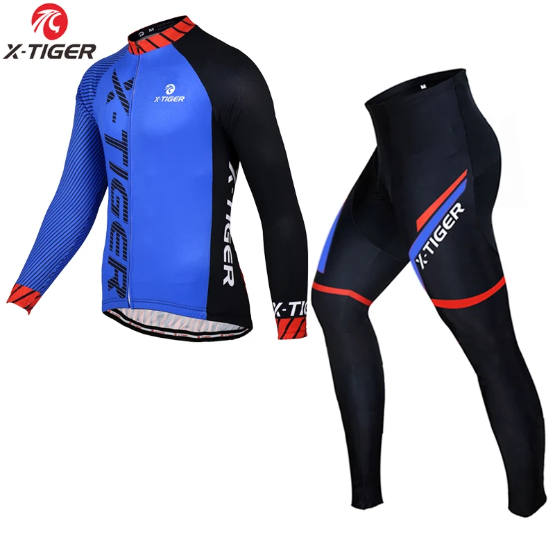 Winter Men Set X-TIGER с длинным рукавом велосипедные майки набор зима термальный флис велосипед MTB велосипед одежда для велоспорта Ropa Maillot Ciclismo Mans - Цвет: Winter Men Set