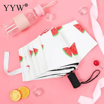 

3 Folding Umbrella Full Automatic Rain Woman Anti-Uv Sun Umbrellas Paraguas Windproof White Coating Vinyl Parasols Umbrellas