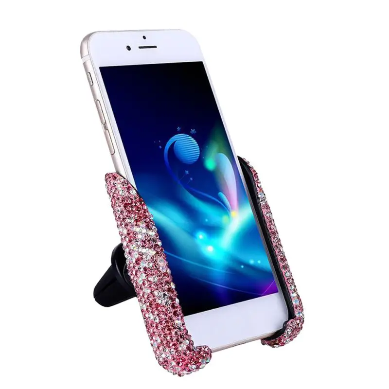 

2019Newest Bling Crystal Rhinestone Car Phone Mount Air Vent Holder Stand For IPhone Android