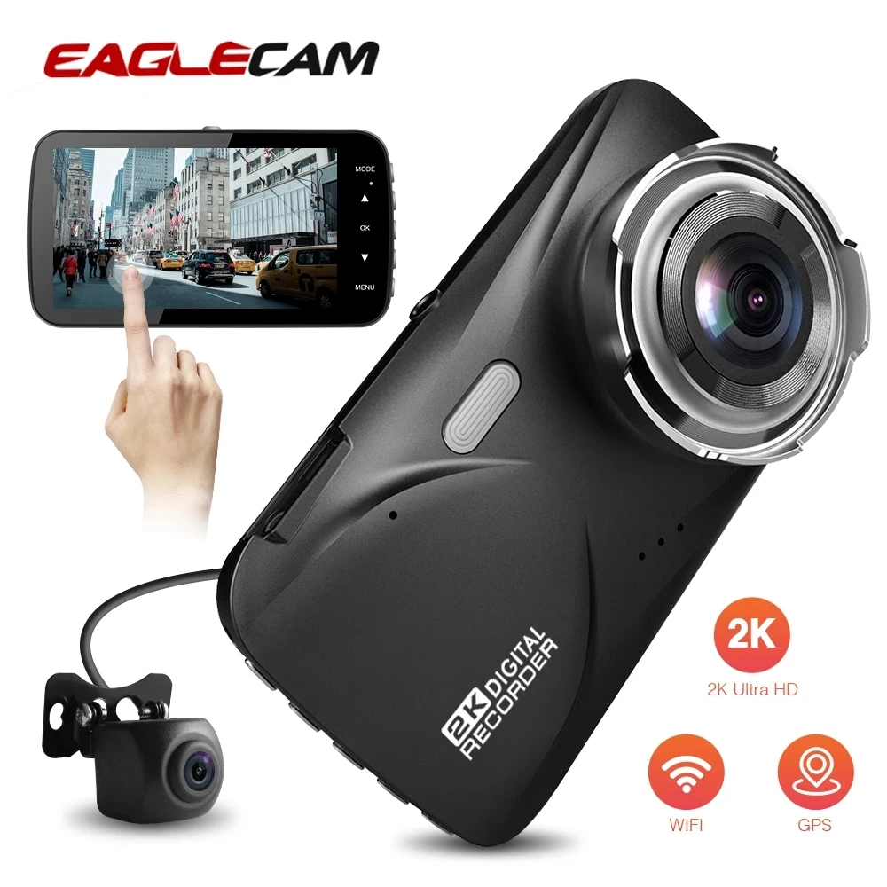 Видеорегистратор Ultra HD 2560*1440P 4 0 дюйма GPS и WIFI конденсатор сенсорный экран двойной