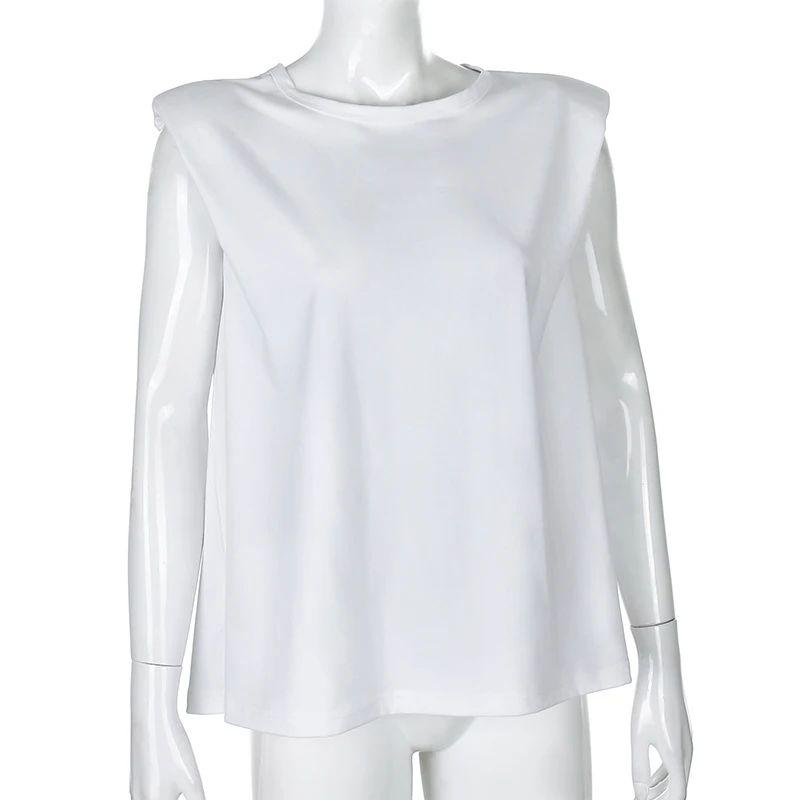 Darlingaga Streetwear Cotton Solid White T shirt Women Summer Tops Muscle Tee Sleeveless Casual Loose Womens T-shirts Clothing