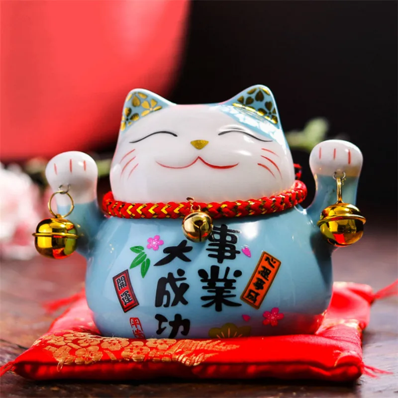 E 6 цветов 4,5 дюймов Maneki Neko фарфор Lucky Cat домашний декор копилка украшения Фортуна милый кот Копилка фэн шуй ремесло - Цвет: E