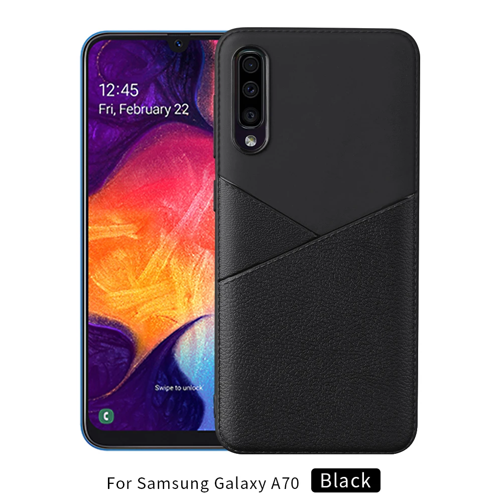black Для samsung A50 чехол силиконовый кожаный чехол с узором для samsung A70 чехол противоударный S10 чехол мягкий для Galaxy A30 A40 Note 10 Plus S10 Plus - Цвет: black