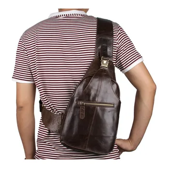 

Vintage 100% Cowhide Genuine Leather Men Chest Bag Shoulder Bag Cross Body Bag Mobile Phone Holder Pouch Male Purse