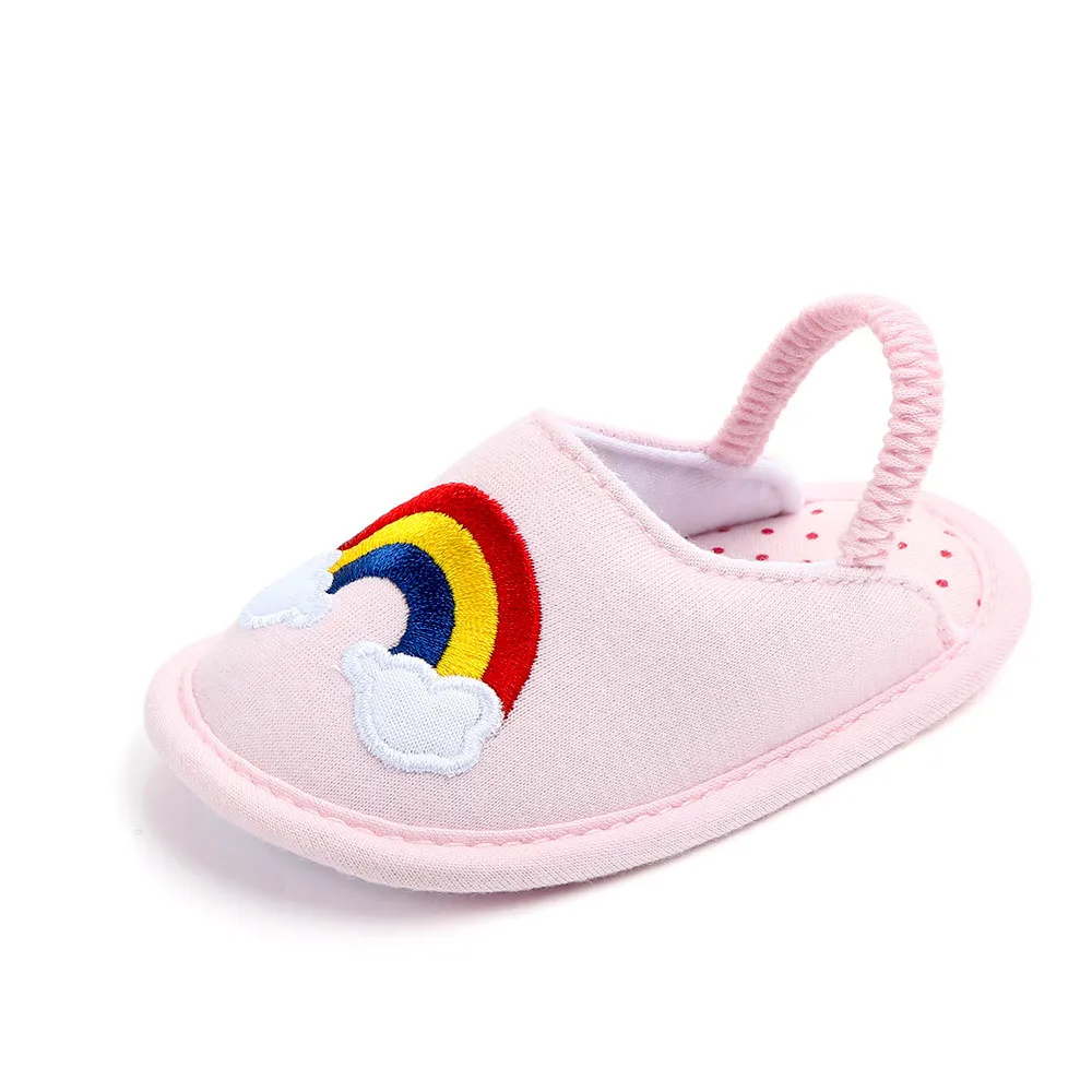 Kalupao/Домашняя обувь на мягкой подошве для малышей; сезон весна-осень; нескользящие хлопковые тапочки для малышей - Цвет: pink