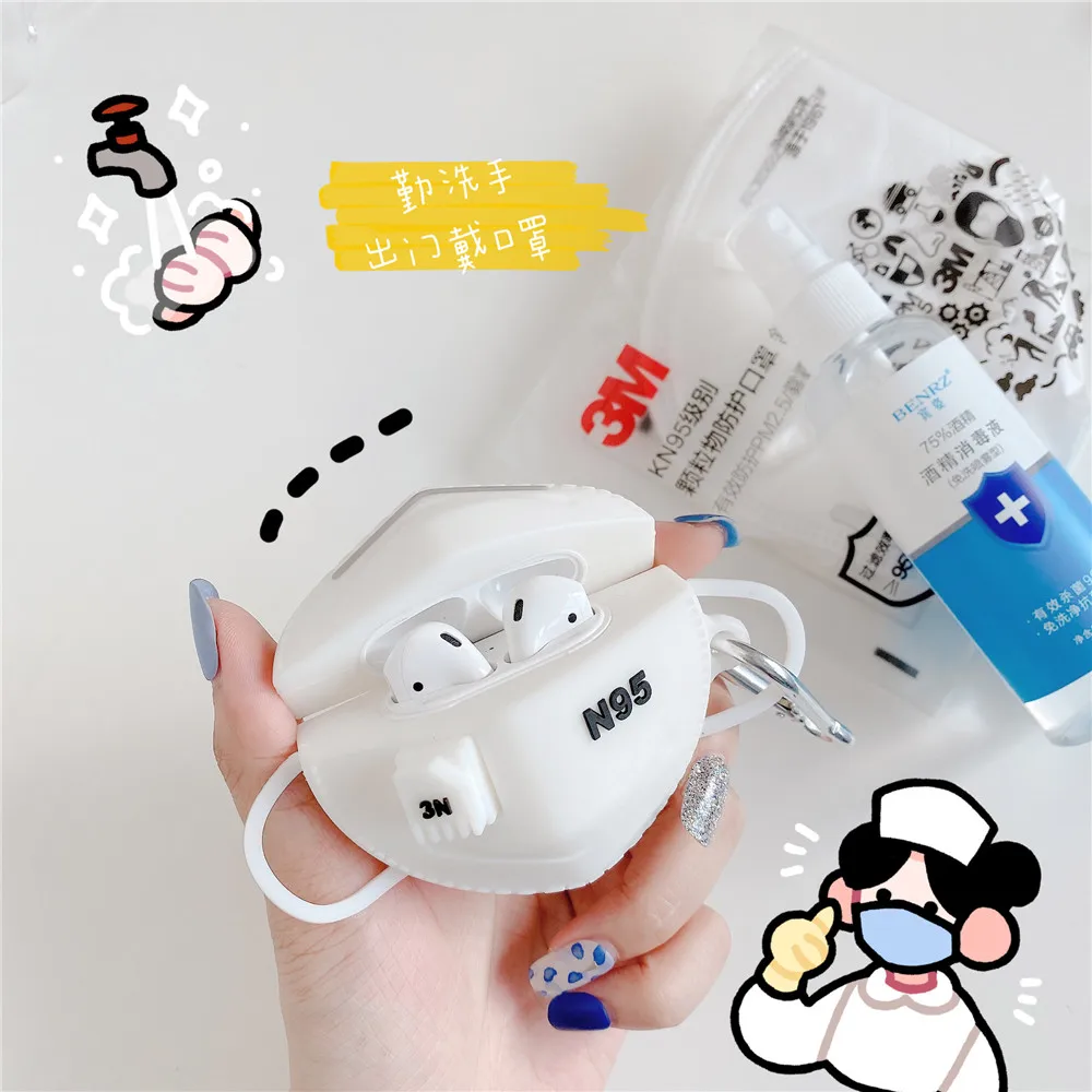 

Silicone Earphone Case for Airpods1 2 pro Mask model Cute Cartoon Charger box tpu Protective Cover for Apple Airpods Accessories