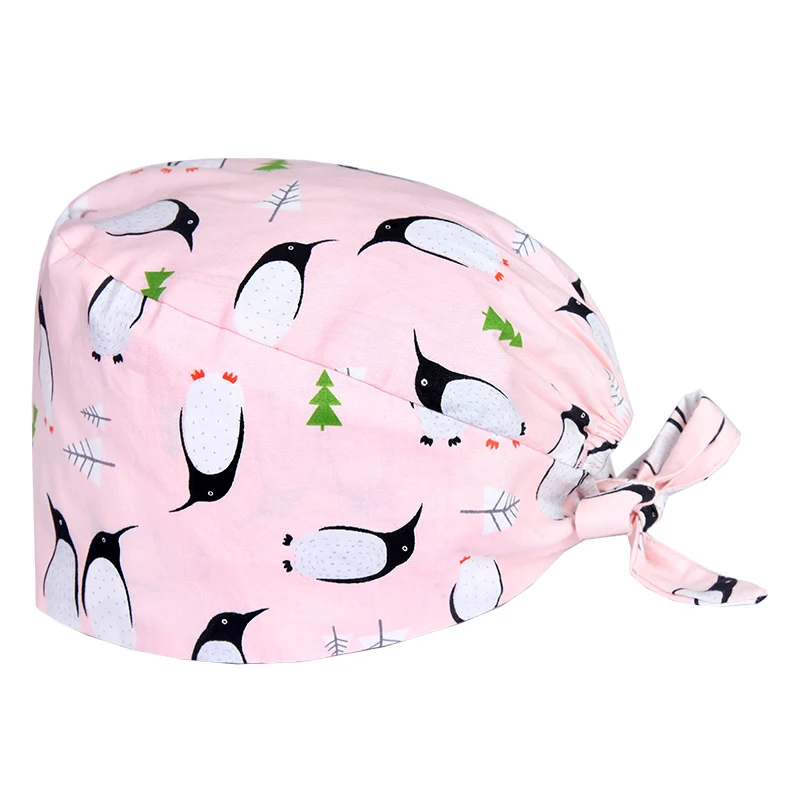 Scrub Cap 4 Панда принт унисекс Хирургические Скраб шапки ветеринарные головные уборы для медсестер хлопок Tieback эластичный раздел стоматологическая клиника Рабочая шляпа - Цвет: Scrub Cap 4