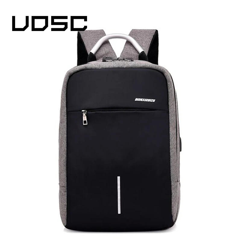  UOSC Men Multifunction Anti Theft Backpack 2019 New USB Charging Backpacks Waterproof Schoolbag Bus - 4000036569868