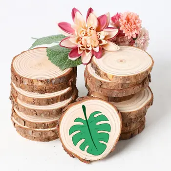 

12pcs Unfinished Natural Round Wood Slices Circles Discs for DIY Wedding Party Craft Tree Bark Painting Decoration
