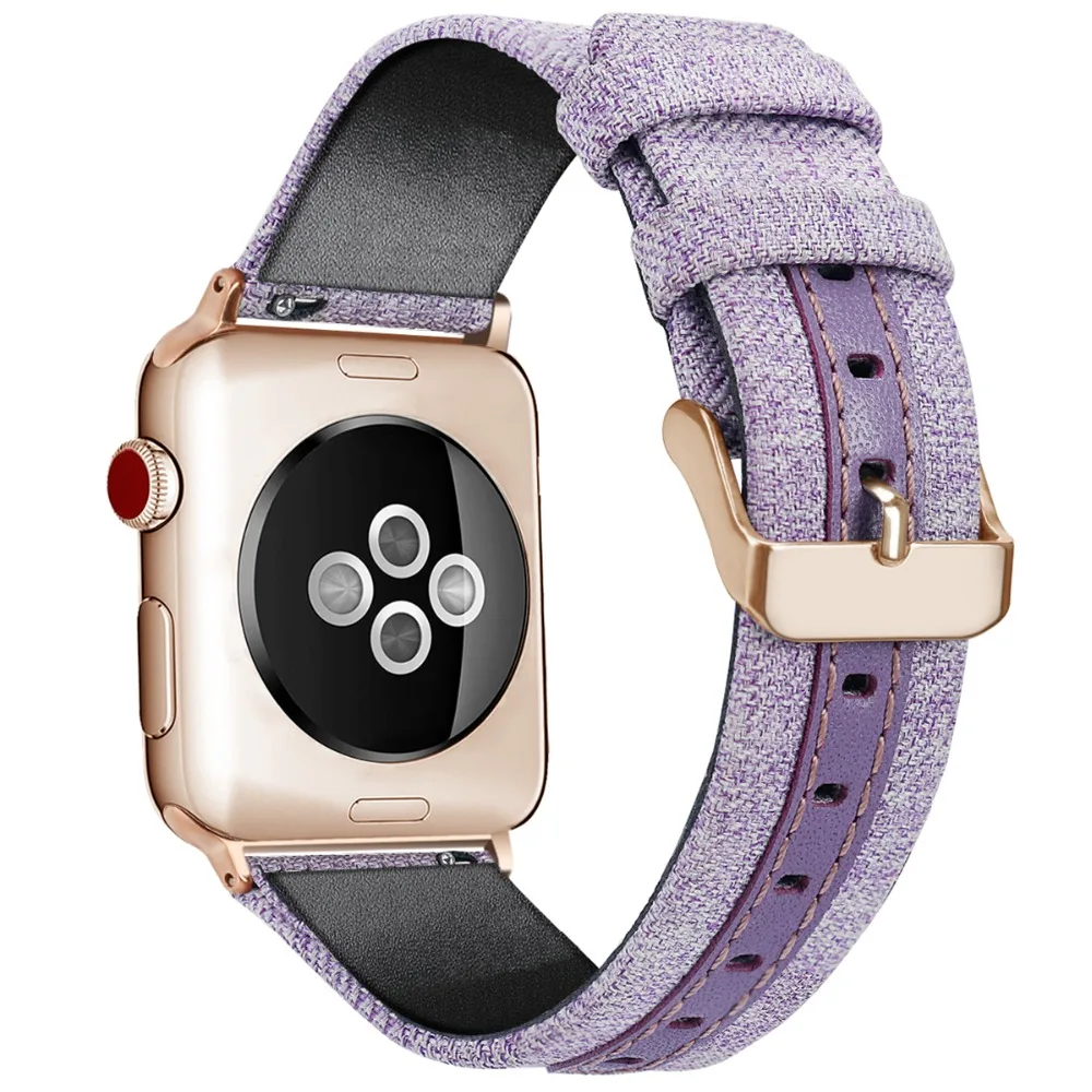 Кожаный ремешок для Apple watch band 42 мм 38 мм iWatch Band 44 мм 40 мм роскошный кожаный+ холщовый ремешок для часов Браслет Apple watch 4 3 2 1