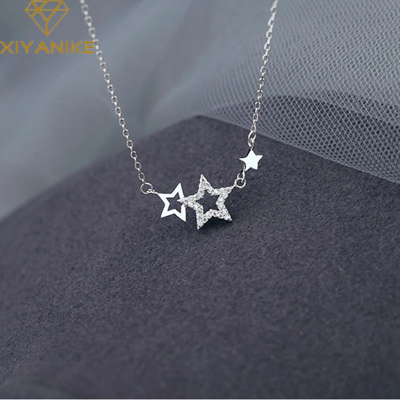 XIYANIKE Silver Color Hollow 2 Star 
