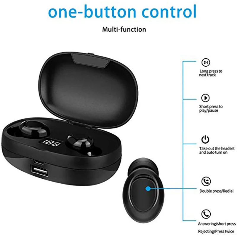 TWS светодиодный дисплей Bluetooth наушники T3S стерео Беспроводная Bluetooth гарнитура шумоподавление наушники с 2200 мАч банк питания