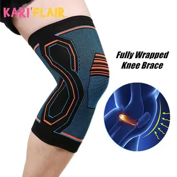 

Knitting Elasticity Knee Sleeve Brace Support Sports Elastic Nylon Compression For Volleyball Basketball Joint Pain Relief Pads