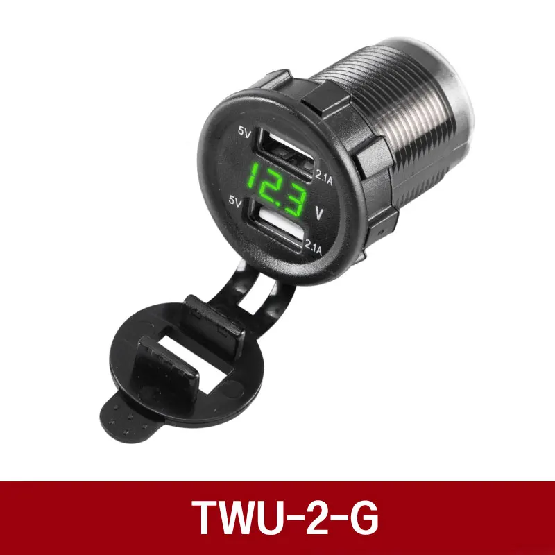 12-24V 4.2A универсальный автомобильный двойной USB разъем порт дисплей напряжения водонепроницаемый мотоциклетные адаптер зарядное устройство комплект Штекер кабель - Название цвета: TWU-2-G