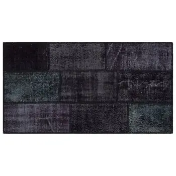 

Handmade Black Vintage Overdyed Patchwork Area Rug 080x150 Cm-2'7''X4'11''