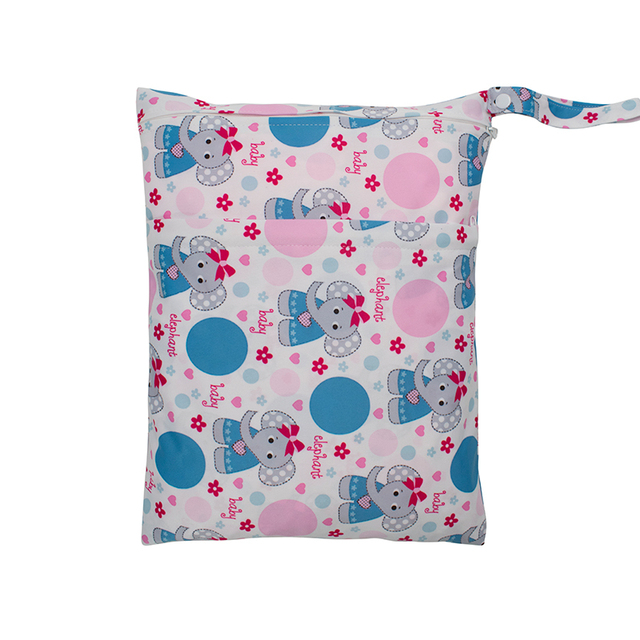 Baby Nappies Bag Printed Wet Dry Nappy Zipper Handbag Stroller Accessories For Baby Diapers Nappies Bag Reusable