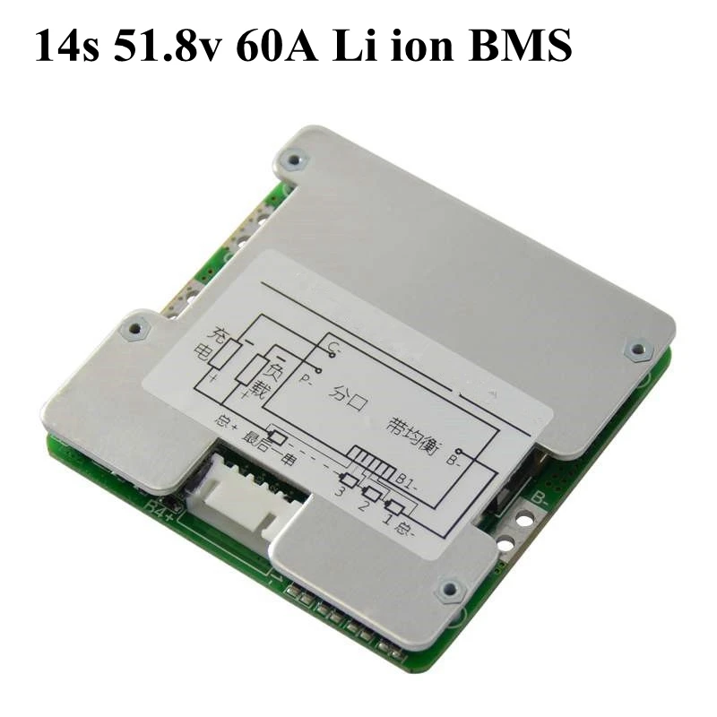 Защитная плата Bms литий-ионного аккумулятора для электровелосипеда 14s 51 8 v 60A BMS Pcm
