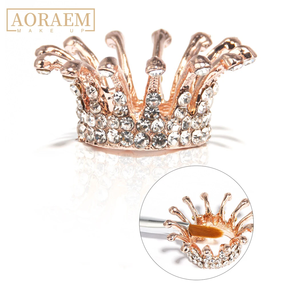 Подставка для ручек AORAEM с короной и бриллиантами стеллаж ногтей золотистого