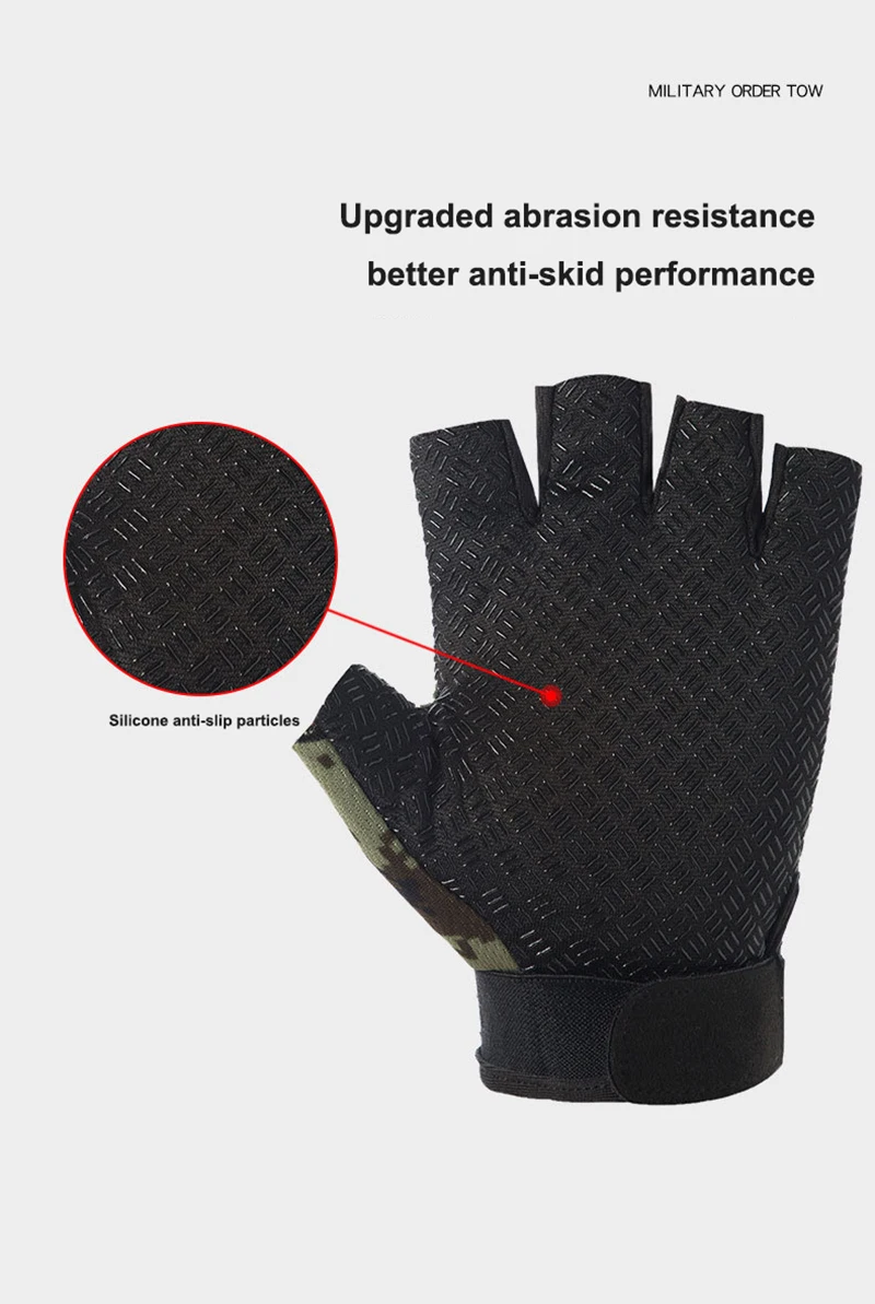 Men Fingerless Combat Gloves Outdoor Tactical Gloves Airsoft Sport Half Finger Type Military Army Shooting Cycling Gym S2295