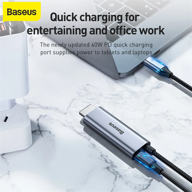 

Baseus Type-C to 4K HDMI PD Cable for Screen Mirroring Adapter Video Functional Notebook Cable High Quality 1.8M Type-C Cable