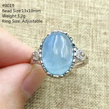 

Genuine Natural Blue Aquamarine Adjustable Size Ring Brazil 925 Sterling Silver13x10mm Fashion Ring AAAAA