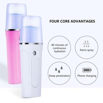 

30/40ml Handheld Ultrasonic Spray Water Replenishing Instrument Facial Sprayer Shrink Pores Deep Moisturizing 2020