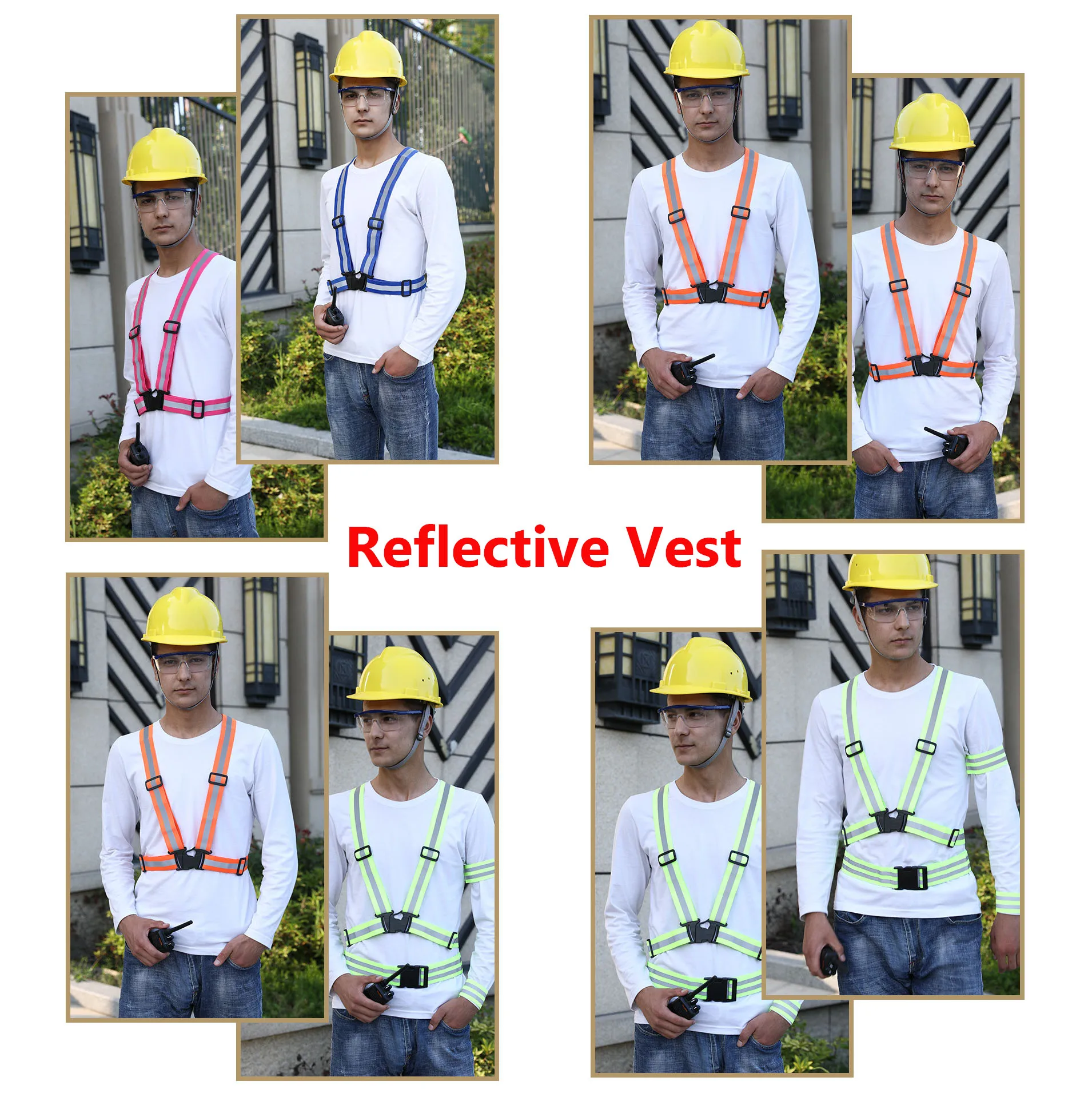 Reflective Vest Unisex High Visibility Adjustable Safety Vests Elastic Strip Security Traffic Night Working Running Cycling Vest cycling vest reflective safety vest safety vest