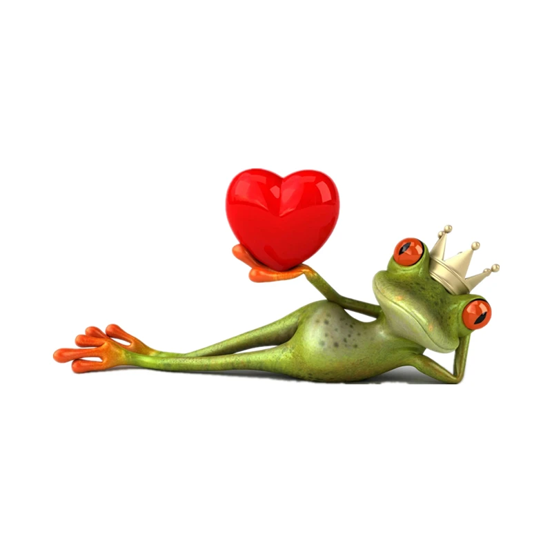 

S30954# Various Sizes Self-adhesive Decal Frog with Red Heart Car Sticker Waterproof Auto Decors on Bumper Rear Window Laptop