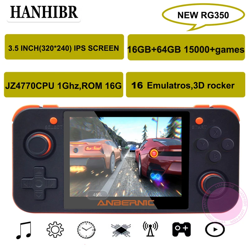 Новинка ANBERNIC RG350 IPS Ретро игры видео обновление игровой консоли ps1 игра 64bit opendingux 3 5