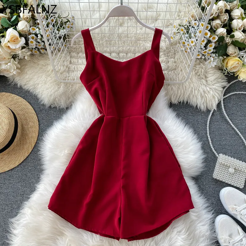 

2020 Summer Solid High Waist Rompers Womens Jumpsuit Shorts Sleeveless Backless Bodysuit Ladies Casual Overall Streetwear Korean