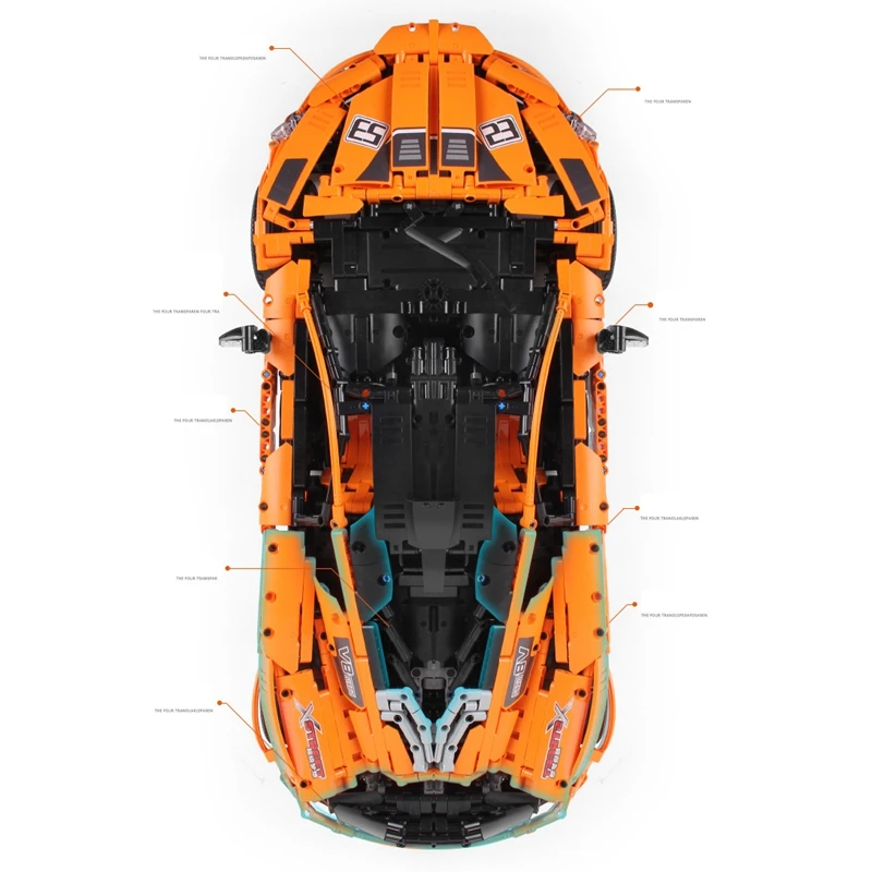 Hyper Car Racing Sports Car Building Blocks Bricks Kids Gift Toy Yellow(Static Version